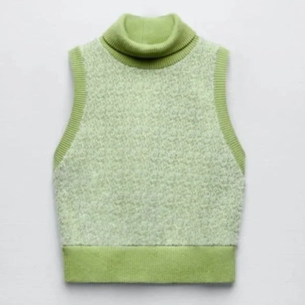 Zara Faux Fur Jacquard Top S - Picture 3 of 3
